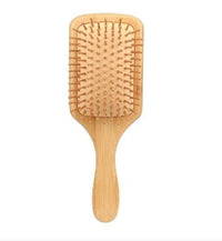 FANTZEI Premium Quality Bamboo Hair Brush, Bamboo wood Square Paddle Brush, Large Size Round Tip Bristles for Scalp Massage, Soft Detangle Styling Brush