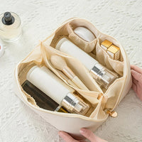 Cross Open Makeup Organizer Waterproof Travel Cosmetic bag Dividers handle large