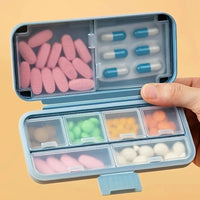 FANTZEI Premium Quality 8 Compartments Portable Medicine Pills Case, Small Pill Box for Pocket Purse Portable Medicine Tablets Container