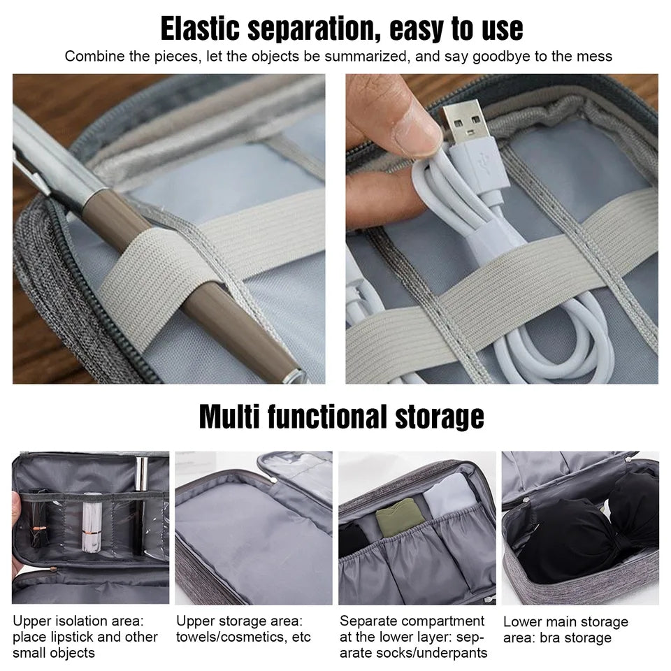 Cables Organizer, Universal Carry Travel Gadget Bag for Cables, Plug and More, Perfect Size Fits for Pad Phone Charger Hard Disk