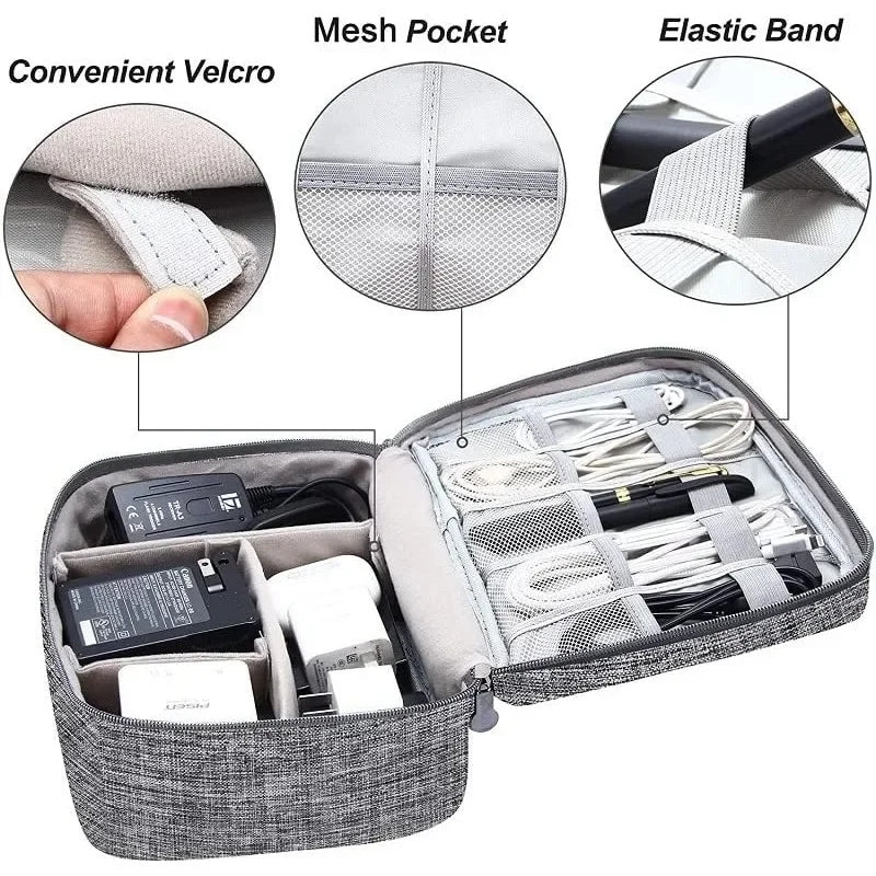 Cables Organizer, Universal Carry Travel Gadget Bag for Cables, Plug and More, Perfect Size Fits for Pad Phone Charger Hard Disk