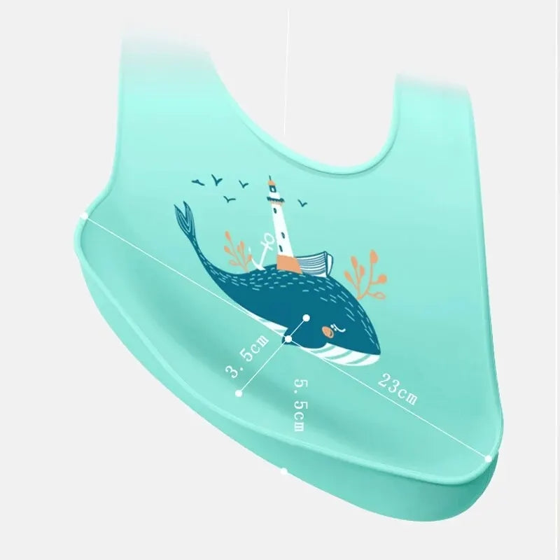 FANTZEI Silicone Bibs for Babies Toddlers Adjustable Waterproof BPA Free Soft Durable Bibs for eating with Large Pocket Food Catcher