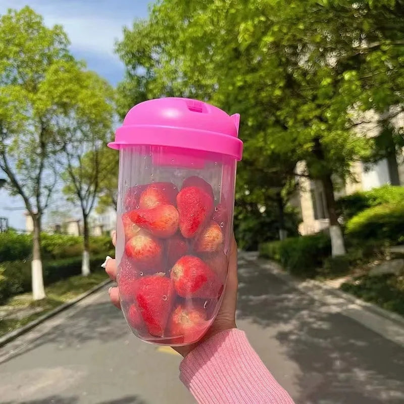 New Portable Salad Cup with Fork Fresh Salad Container Bottle Vegetable Fruit Breakfast Lunch Carry To Go for Work Travel Picnic