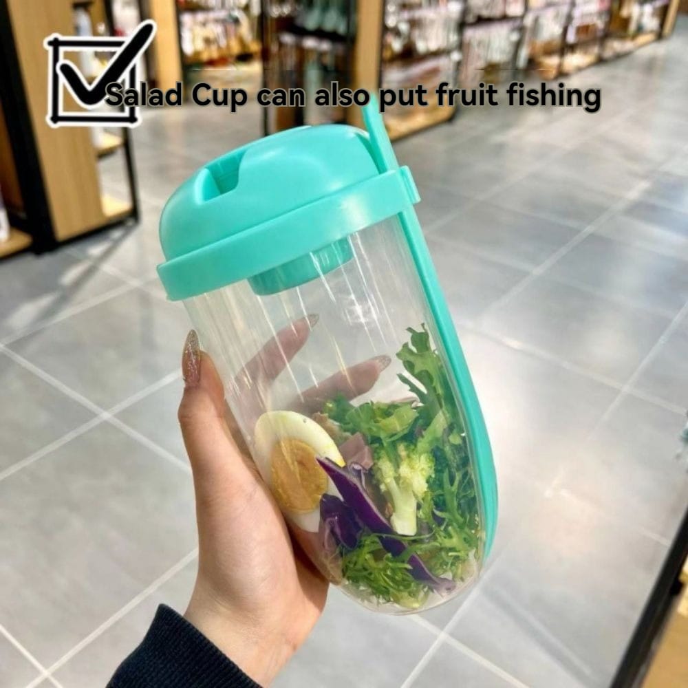 New Portable Salad Cup with Fork Fresh Salad Container Bottle Vegetable Fruit Breakfast Lunch Carry To Go for Work Travel Picnic