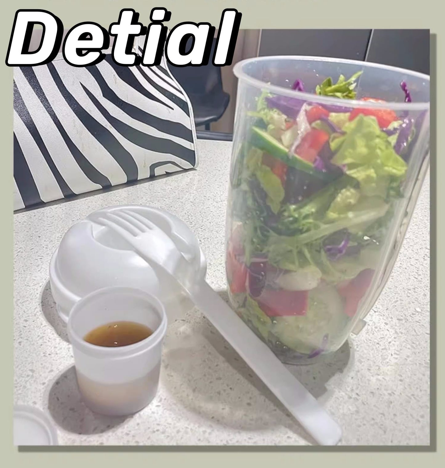 New Portable Salad Cup with Fork Fresh Salad Container Bottle Vegetable Fruit Breakfast Lunch Carry To Go for Work Travel Picnic