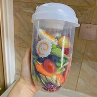 New Portable Salad Cup with Fork Fresh Salad Container Bottle Vegetable Fruit Breakfast Lunch Carry To Go for Work Travel Picnic