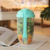 New Portable Salad Cup with Fork Fresh Salad Container Bottle Vegetable Fruit Breakfast Lunch Carry To Go for Work Travel Picnic