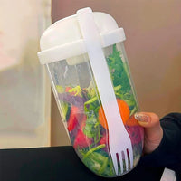 New Portable Salad Cup with Fork Fresh Salad Container Bottle Vegetable Fruit Breakfast Lunch Carry To Go for Work Travel Picnic