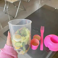 New Portable Salad Cup with Fork Fresh Salad Container Bottle Vegetable Fruit Breakfast Lunch Carry To Go for Work Travel Picnic