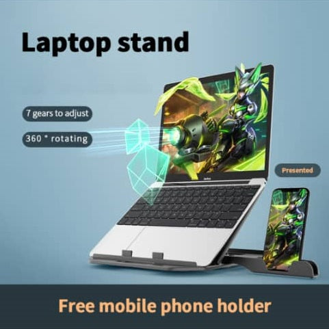 FANTZEI Laptop table Stand with Mobile holder 360 degrees rotatable plastic Laptop Riser suitable for 13 15 inches