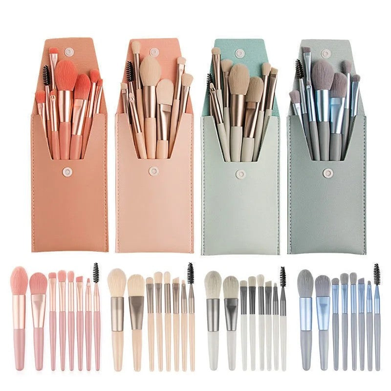 FANTZEI Makeup Brush 8 Pcs Synthetic Mini Make Up Brushes Kit Matte Small Makeup Brush Travel Set with Bag