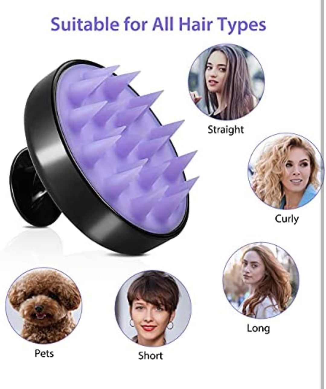 Shampoo Massager Brush Scalp Hair Scrubber with Soft Silicone Bristels For All Type Of Hairs Straight Curly Wet Dry For Men Women Children