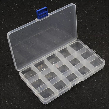 FANTZEi 15 Grid Transparent High Quality Plastic Storage Box for Earrings Rings Chains pendants Jewelry Box Organizer