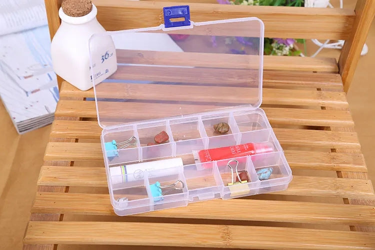 FANTZEi 15 Grid Transparent High Quality Plastic Storage Box for Earrings Rings Chains pendants Jewelry Box Organizer