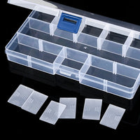 FANTZEi 15 Grid Transparent High Quality Plastic Storage Box for Earrings Rings Chains pendants Jewelry Box Organizer