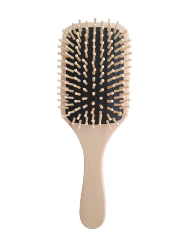 FANTZEI Premium Quality Bamboo Hair Brush, Bamboo wood Square Paddle Brush, Large Size Round Tip Bristles for Scalp Massage, Soft Detangle Styling Brush