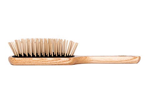 FANTZEI Premium Quality Bamboo Hair Brush, Bamboo wood Square Paddle Brush, Large Size Round Tip Bristles for Scalp Massage, Soft Detangle Styling Brush