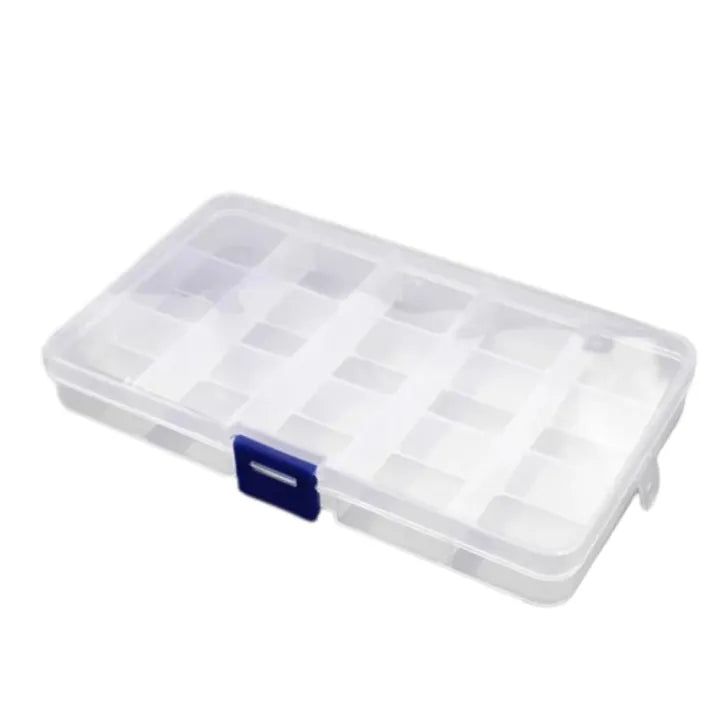 FANTZEi 15 Grid Transparent High Quality Plastic Storage Box for Earrings Rings Chains pendants Jewelry Box Organizer